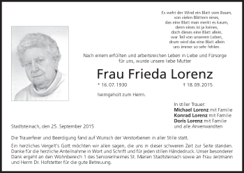 Anzeige von Frieda Lorenz von MGO