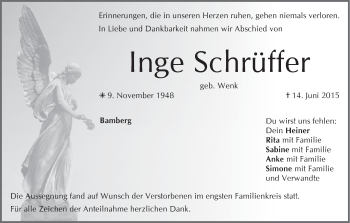 Anzeige von Inge Schrüffer von MGO
