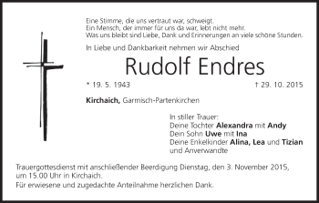 Anzeige von Rudolf Endres von MGO
