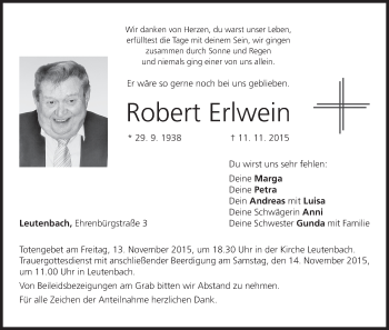 Anzeige von Robert Erlwein von MGO