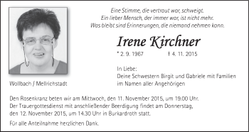 Anzeige von Irene Kirchner von MGO