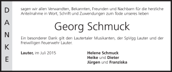 Anzeige von Georg Schmuck von MGO