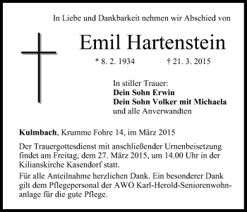 Anzeige von Emil Hartenstein von MGO