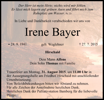 Anzeige von Irene Bayer von MGO