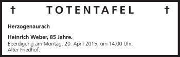 Anzeige von Totentafel 17.04.2015 von MGO