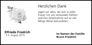 Anzeige von Elfriede Friedrich von MGO