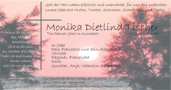 Anzeige von Monika Dietlind Tischer von MGO