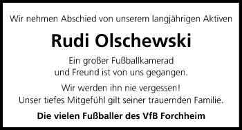 Anzeige von Rudi Olschewski von MGO