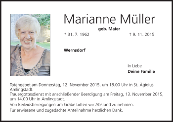 Anzeige von Marianne Müller von MGO