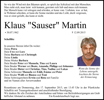 Anzeige von Klaus Martin von MGO