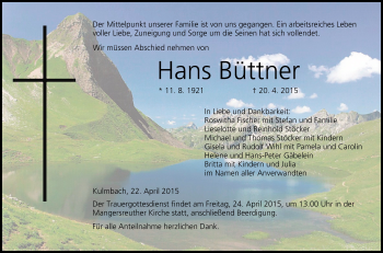 Anzeige von Hans Büttner von MGO