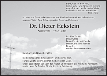 Anzeige von Dieter Eckstein von MGO