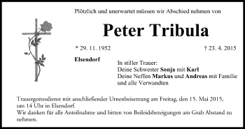 Anzeige von Peter Tribula von MGO