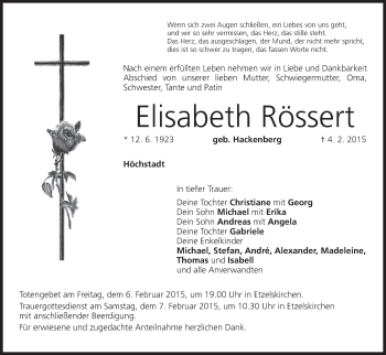 Anzeige von Elisabeth Rössert von MGO