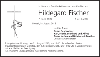 Anzeige von Hildegard Fischer von MGO