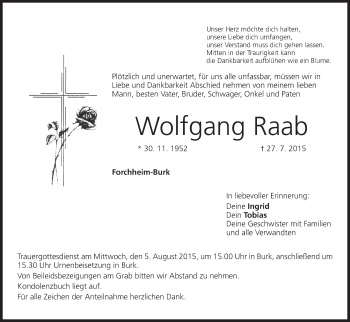Anzeige von Wolfgang Raab von MGO
