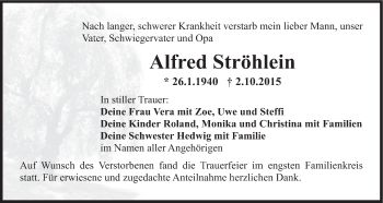 Anzeige von Alfred Ströhlein von MGO