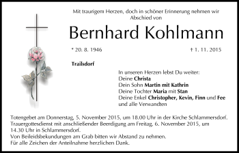 Anzeige von Bernhard Kohlmann von MGO