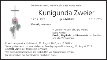 Anzeige von Kunigunda Zweier von MGO