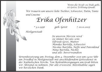 Anzeige von Erika Ofenhitzer von MGO