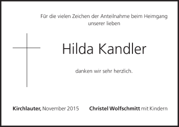 Anzeige von Hilda Kandler von MGO