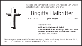Anzeige von Brigitta Halbritter von MGO