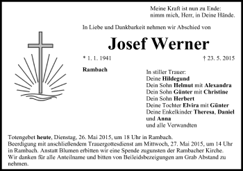 Anzeige von Josef Werner von MGO