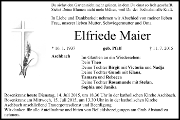 Anzeige von Elfriede Maier von MGO