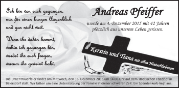 Anzeige von Andreas Pfeiffer von MGO
