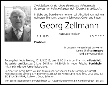 Anzeige von Georg Zellmann von MGO