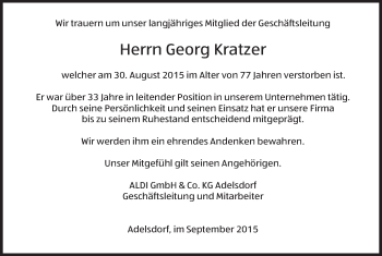 Anzeige von Georg Kratzer von MGO
