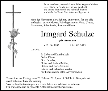 Anzeige von Irmgard Schulze von MGO