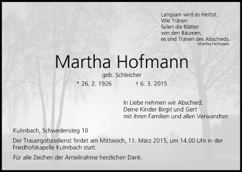 Anzeige von Martha Hofmann von MGO