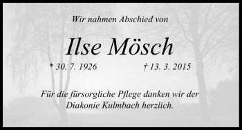 Anzeige von Ilse Mösch von MGO