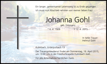 Anzeige von Johanna Gohl von MGO