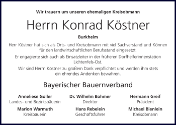 Anzeige von Konrad Köstner von MGO