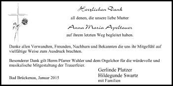 Anzeige von Anna Maria Apeltauer von MGO