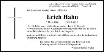 Anzeige von Erich Hahn von MGO