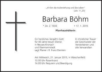 Anzeige von Barbara Böhm von MGO