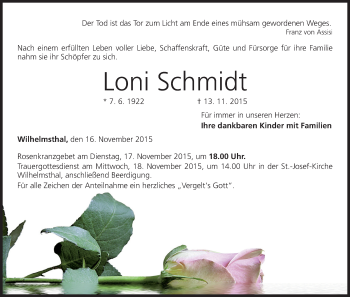 Anzeige von Loni Schmidt von MGO