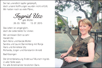 Anzeige von Ingrid Utz von MGO