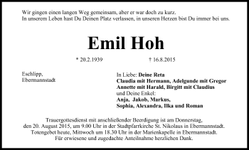 Anzeige von Emil Hoh von MGO
