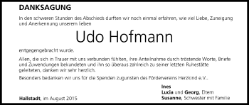 Anzeige von Udo Hofmann von MGO