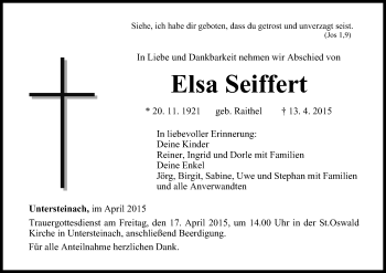 Anzeige von Elsa Seiffert von MGO