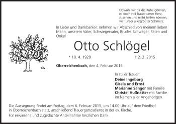 Anzeige von Otto Schlägel von MGO