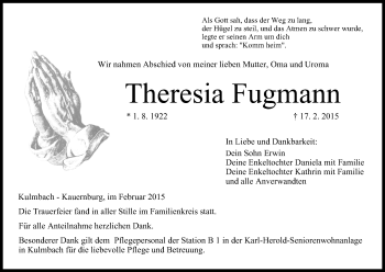 Anzeige von Theresia Fugmann von MGO