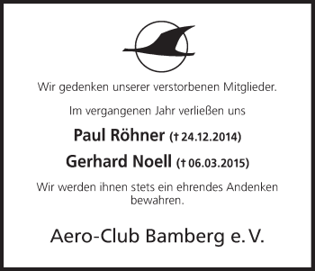 Anzeige von Paul Röhner von MGO