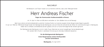 Anzeige von Andreas Fischer von MGO