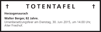 Anzeige von Walter Berger von MGO