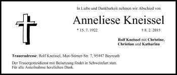 Anzeige von Anneliese Kneissel von MGO